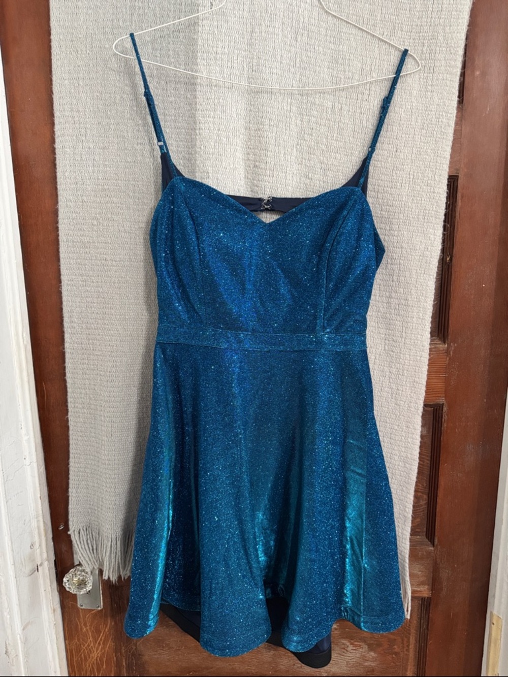 Size 15 Sparkling Teal Fit-and-Flare Party Dress